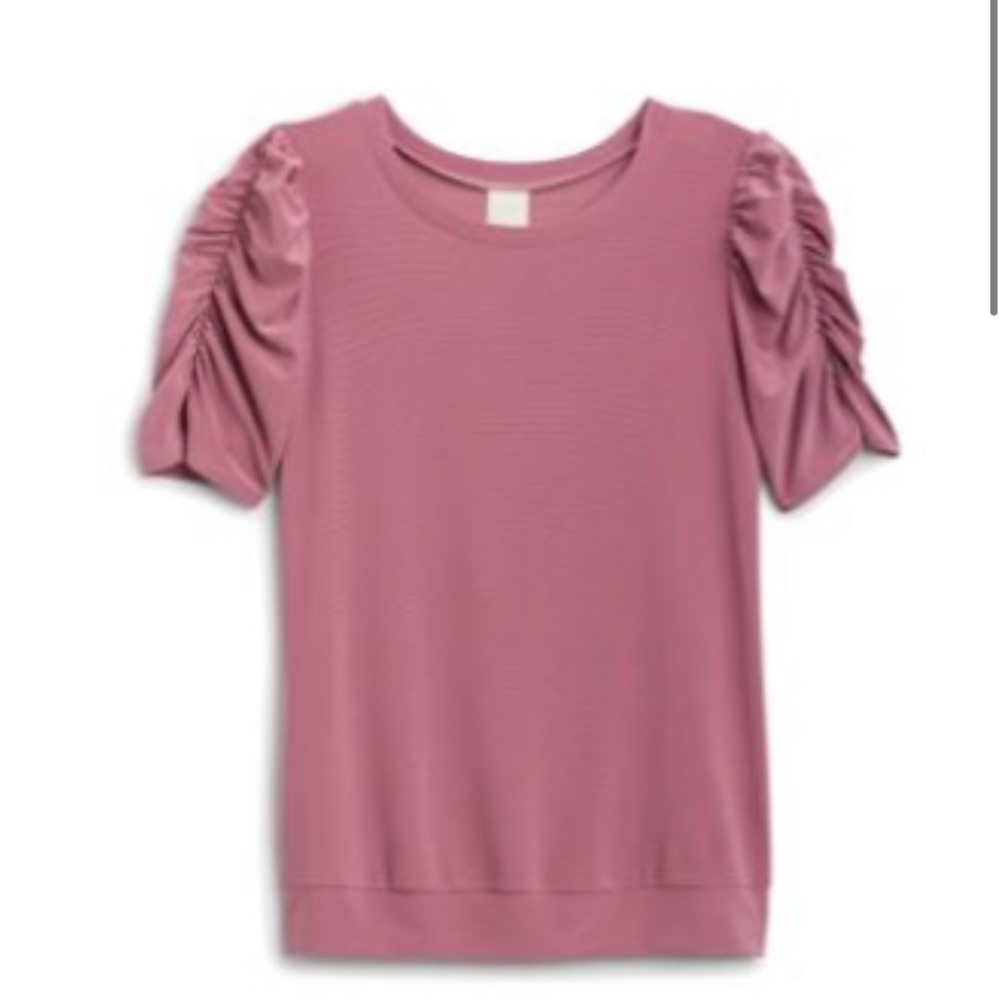 Kaileigh Pink Camryn Ruched Sleeve Knit Top